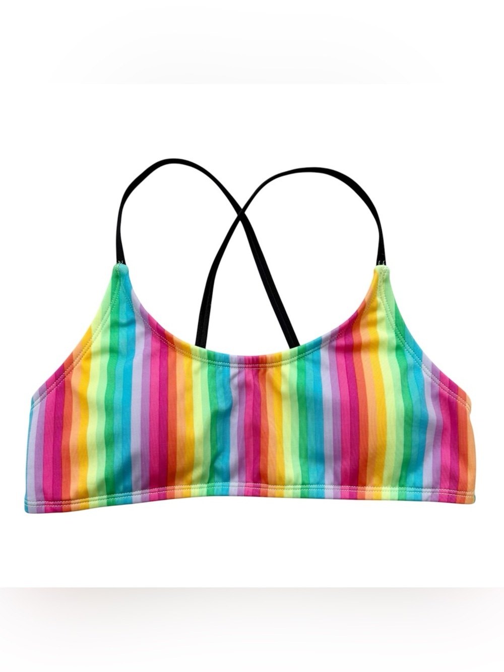 NWT Art Class Rainbow Striped Swimsuit Top Large 10/12